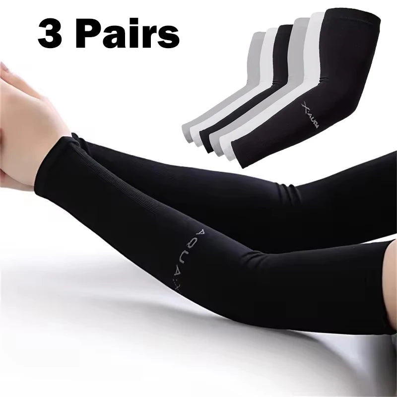 Men's Summer Sports Arm Protection UV Protection Sun Shading Ice Silk Cycling Ice Sleeves Outdoor Running Fitness Arm Cover