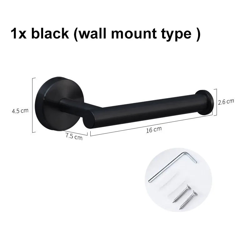 black Toilet Roll Paper Towel Toilet wall Holder Stainless Steel Organizers holder bathroom Self Adhesive Punch-Free Rack Tissue