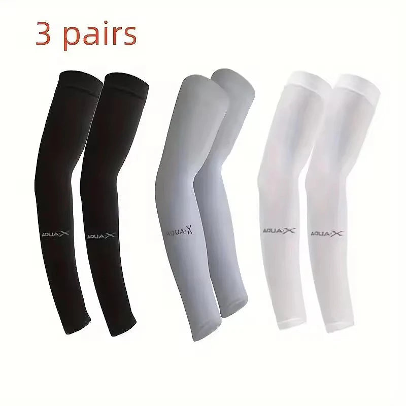 Men's Summer Sports Arm Protection UV Protection Sun Shading Ice Silk Cycling Ice Sleeves Outdoor Running Fitness Arm Cover